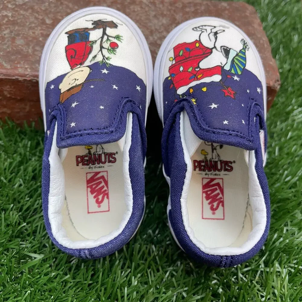 VANS Charlie Brown Snoopy Christmas Slip Ons Toddler 4.5